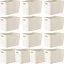 Zopeal Plastic Storage Bins 10 Pcs White Pantry Organizer Bins Small Baskets Storage Containers for Home Kitchen (14 x 10.5 x 9.5 Inch)