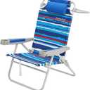 SUNNYFEEL Backpack Beach Chairs for Adults, Mid-Height 5-Position Reclining | 180 Lay Flat Oversized Folding Portable Beach Chair with Cup Holder Towel Bar Heavy Duty for Beach/Lawn/Outdoor/Camping