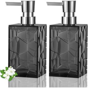 Hand Soap Dispenser, Clear Acrylic Plastic Liquid Pump Bottles Refillable Lotion Dispenser for Bathroom Decor Kitchen College Dorm, Grey 2 Pack