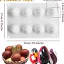 3D Easter Egg Silicone Molds, 8 Cavity, White, Oval Shaped, for Mousse Cake, Chocolate, Candy, Jelly, Pastry, Muffin, Cupcake, Soap