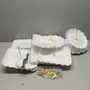 Wgbon 10 Pack Dessert Table Display Set, 4 Sets 3 Tier Cupcake Stand, 6 Pcs Food Serving Trays, Tiered White Plastic Cup Cake Tower for Birthday Baby Shower Wedding and Tea Party Supplies (10, Large)