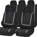 Zpana Car Seat Covers, Full Set Split Non-Slip Vehicle Front & Rear Seat Protector, Durable Comfortable Automotive Interior Chair Protective Cover, Universal for SUV Automobile Truck (Black/Gray)