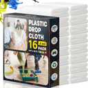 Plastic Drop Cloths for Painting, 9x12 Ft Extra Large Painting Supplies, Plastic Sheet Dust Cover for Furniture, Floor, Couch Protector (16-Pack)