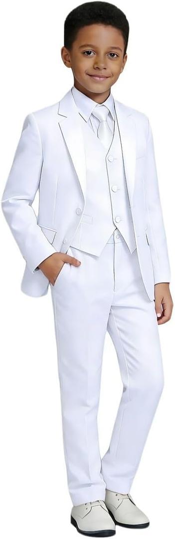 Visaccy Boys Formal Suit Slim Fit Dress Clothes Ring Bearer Outfit Tuxedo Suits,Adjustable Waist