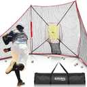 12x7 FT Baseball Net, Baseball & Softball Training Net with Barrier Side Nets - Pitching Net with Large Ball Collection System, Batting Practice Backstop, Baseball Training Equipment with Carry Bag