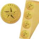 100 Pcs Winner Gold Stickers Gold Embossed Foil Certificate Seals Self Adhesive Embossed Seals Gold Wedding Stickers for Envelopes