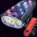 Victagen Super Bright Bike Lights 8000Lm for Night Riding, Super Bright 3 LED Lights for Bike/Bicycle Headlight with High Beam & Low Beam TypeC Rechargeable, Free Taillights
