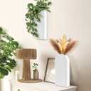 Wall Planter for Indoor Plants, Wood Wall Decor Hanging Planter, Wall Vases for Decor Dried Flowers and Faux Greenery, Set of 2 Farmhouse Wall Vase for Living Room, Bedroom, White