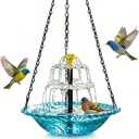 Solar Cascade Hanging Bird Bath Fountain 2026, Outdoor Large Humming Birds Hanging Water Fountains, Solar Powered Baths with Shower Bowl for Outdoors Garden Patio Backyard Lawn Decor (Blue)