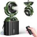Misting fan with 7L bucket 90Oscillating ,4 Spray Mister 25000mAh Rechargeable Camping fan with Remote Control Stepless Speed and Timer for Patios/CampingWaterproof Design Outdoor Fans (Green)