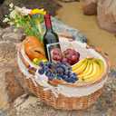 G GOOD GAIN Wicker Picnic Basket with Double Folding Handles,Willow Picnic Hamper,Natural Hand Woven Easter Basket,Easter Eggs and Candy Basket,Bath Storage,Gift Packing Basket.White