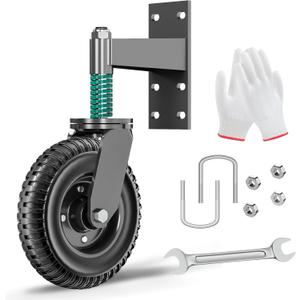 DAILYLIFE Gate Wheel, Heavy Duty 8-Inch Spring-Loaded Gate Wheels for Wooden & Metal Tube Gates, 700 lbs Capacity Caster with 360 Rotation, Includes Mounting Hardware