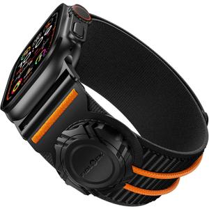 Bandletic Compatible with Apple Watch Ultra Band Men, Wide Soft Stretchy Strap with Fidlock Magnetic Winch Buckle for iWatch 49mm(Ultra 3/2/1),46mm(11/10),45mm(9/8/7),44mm(SE3/SE2/SE/6/5/4),42mm(3/2/1) (Black)