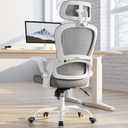 TRALT Office Chair - Ergonomic Office Chair with Back Support, Computer Chair - Home Office Desk Chairs, 330lbs Wide Seat Big and Tall Office Chairs with Headrest, Comfy Desk Chairs (Grey), Medium
