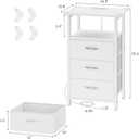 Vagusicc Night stand Set 2 with Charging Station, LED Nightstand for Bedroom, White Bedside Table with 3 Fabric Drawer, End Table Side Table with USB Ports & Outlets, Bed Side Table for Bedroom, White