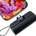 Mini Power Bank, Capsule Power Phone Charger 5500mAh,Portable Charger with Dual USB-C Ports for iPhone17/16/15/15 plus/15 pro/15 pro Max/Android Phone/Samsung/Moto/LG etc (Black)