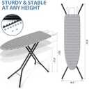 KINGBOARD Compact Ironing Board with Iron Rest, Foldable Ironing Board with Height Adjustable, Heavy Duty Iron Table Stand with Extra Thick Cover & Metal Legs, 43x13 Gray