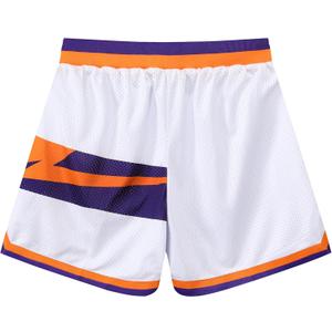 Men's Basketball Athletic Shorts Mesh Gym Sports Workout Training Short Drawstring Retro Casual Fashion Short Pants (Solar White L), Large