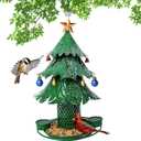 Christmas Tree Bird Feeders for Outdoor, Metal Hanging Outdoors, Wild Bird Feeders Cardinal as a Great Gift for Bird Lovers.Christmas Decorations (Green)