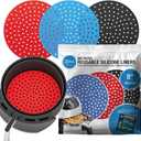 Reusable Air Fryer Liners 3 Pack for 5-7QT Fryers - 8" Round Silicone Air Fryer Liners - Easy to Clean Air Fryer Accessories - Non-Stick Parchment Paper Replacement
