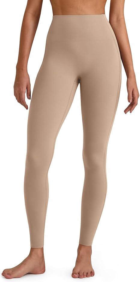 G4Free BareFeel High Waisted Seamless Lounge Leggings Soft Workout Yoga Pants for Women with Pockets (Toffee,S,27'')