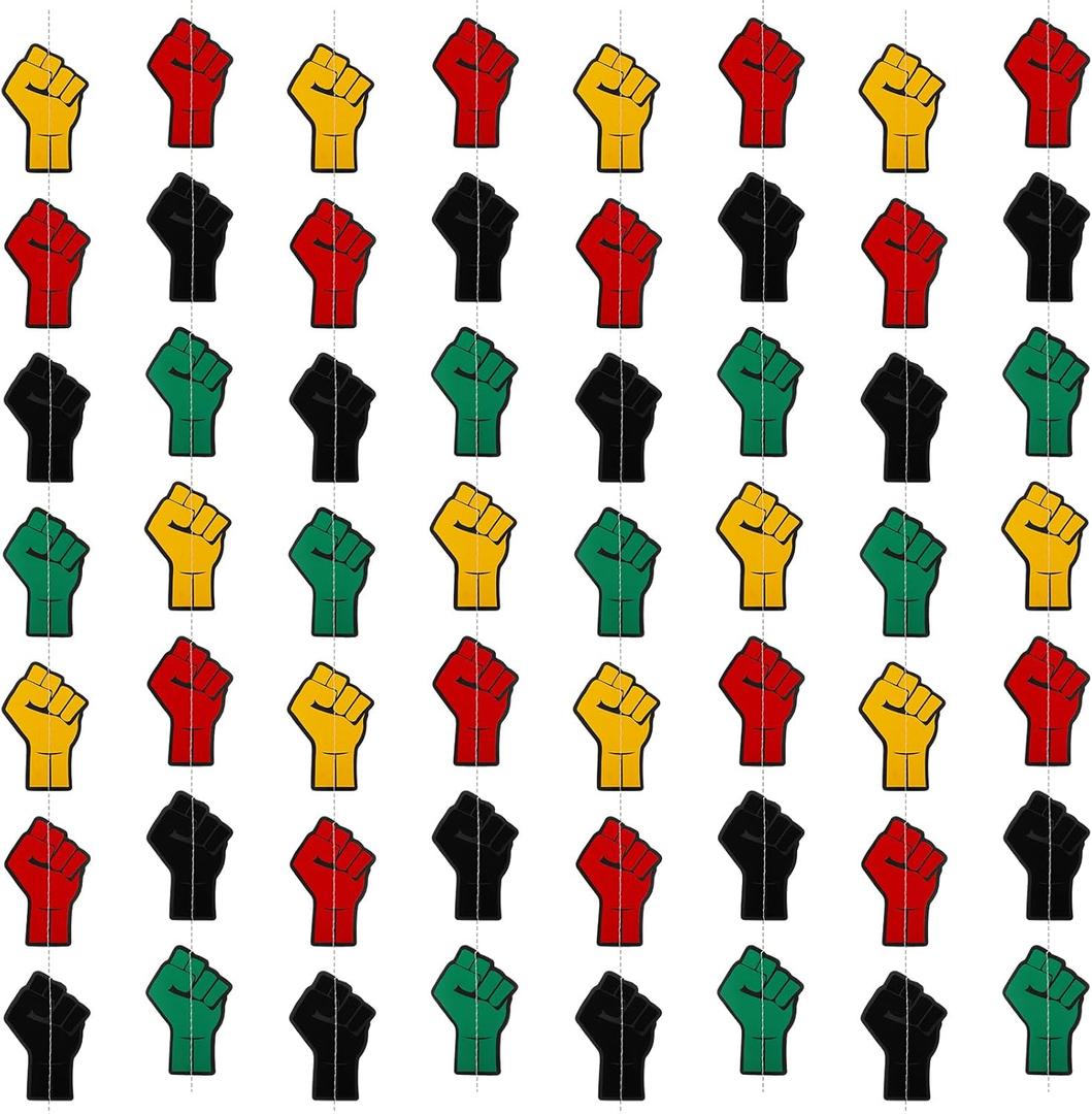 8 Pcs Black History Month Decorations the Black Power Fist Hanging Garland Streamers African American History Month Party Supplies Set for Festival Party Classroom Decor