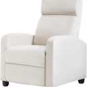 BestMassage Recliner Chair for Living Room Modern Wingback Sofa Home Theater Seating Push Back Reclining Chair with Lumbar Support (with Massage, Textile Beige)
