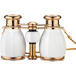 ESSLNB Opera Glasses Binoculars for Women Adults 4X30mm Theater Glasses Compact Binoculars for Theater and Concerts Antique with Case Removable Chain White