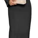 Wenrine Womens Fall Off The Shoulder Bodycon Sweater Dress 2025 Formal Long Sleeve Elegant Cocktail Party Maxi Dresses (Black)