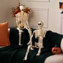 JOYIN 2PCS 36" Halloween Realistic Skeleton Decor, 3FT Full Body Stayable Movable Joints, Posable Hanging Skeletons for Halloween Decoration, Yard, Graveyard, Haunted House Props, Spooky Scene Party