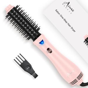 Hair Dryer Brush Blow Dryer Brush in one, Aima Beauty 1.25'' Round Brush Blow Dryer Ionic Hot Air Brush Styler Volumizer with Ceramic Coating & Tufted Bristles for Smooth and Shiny Blowout, Pink