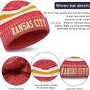 Vintage Classic Skull Cap 3D Embroidery Beanie Cuffed Winter Hat Knit Comes with Warm Gloves Fasion Gifts for Men Women Fans (Kansas City C)