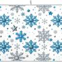 Wfrish Winter Snowflakes And Stars Dish Drying Mats Merry Christmas Drying Mat with Hanging Loop Absorbent Dishes Drainer Pad Kitchen Counter Mat 18X24 In