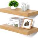 Deep Floating Shelves, 12 Inch Deep Rustic Floating Shelves Set of 2, 24 Inch Large Oak Wood Wall Mounted Shelves for Books Living Room Laundry Room Bedroom Kitchen Home Office - Oak (24W x 11.6D x 2H, 2 Pack)