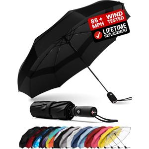 REPEL Windproof Travel Umbrella - Compact & Withstands Winds up to 85MPH , Strongest Premium Auto Folding Umbrella for Rain and Sun - Durable, Light & Portable for Women & Men , Fits Backpack & Cars (Black) REPEL Windproof Travel Umbrella - Compact & Withstands Winds up to 85MPH , Strongest Premium Auto Folding Umbrella for Rain and Sun - Durable, Light & Portable for Women & Men , Fits Backpack & Cars (Black)