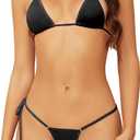 Dadress Extreme Sexy Mini Bikini Sets 2Pcs Swimwear G-String Bottom Swimsuit Micro Bikinis for Women One Size