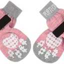 PUPTECK Anti-Slip Dog Socks with Double Sides Grips for Small Medium Large Dogs Hardwood Floors Prevents Licking, Dog Shoes for Hot Pavement Traction Control Paw Protector for Senior Dogs, Pink XL