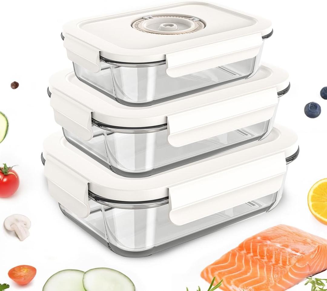 Glass Vacuum Seal Containers for Food Storage (Sealer sold separately)