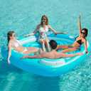 Jasonwell Floating Island Pool Float - Inflatable 4-Person Swimming Pool Lounger Raft River Lake Floaties Relaxation Water Floats with Cupholders Big Multi Person Tropical Party Toys for Adults Kids (X-Large, Blue)