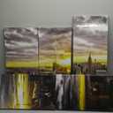 Biuteawal - 5 Panel Wall Art Man Fishing Painting Artwork Peaceful Lake Scenery Canvas Print Sunset Nature Picture for Home Living Room Bathroom Wall Decor
