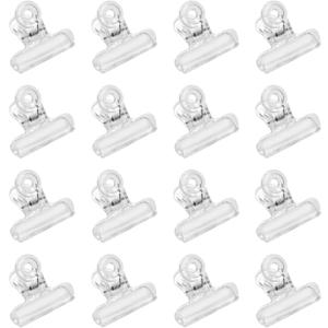 Yueton 24pcs Plastic Bulldog Clips, Utility Paper Clips, Hinge Clips for Home, Office Use (Clear)
