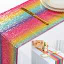 ShinyBeauty Rainbow Table Runners - Pack of 2 Sequined 12inx108in Multicolor Dining & Coffee Table Runner - 108 Inches Long Fall Style