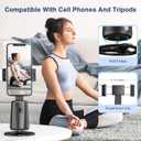 Auto Face Tracking Tripod 360° Rotating Cell Phone Photo and Video Kits Stand, No App, Camera Stand with Remote and Gesture Control, Rechargeable Smart Shooting Stand for Live Recording Tiktok（Black）