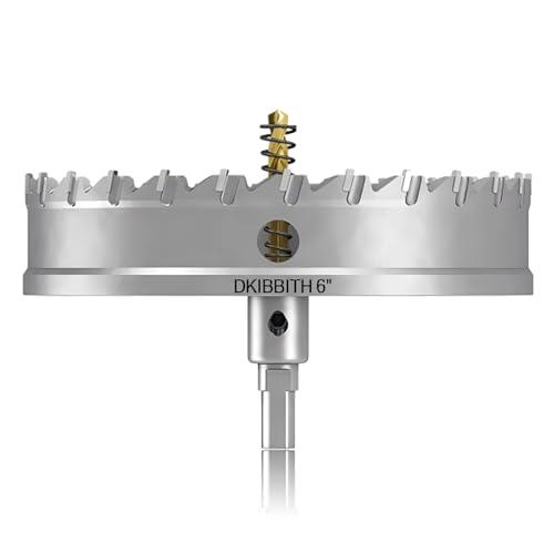 TCT Hole Saw Set, 6"(152mm) Heavy Duty Tungsten Carbide Tipped Hole Cutters for Stainless Steel Mild Steel Copper Iron Brass Plastic and More, with Titanium-Plated Pilot Drill Bits