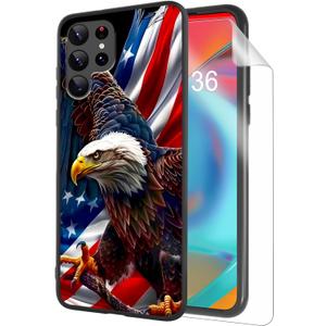 for Samsung Galaxy S25 Ultra Phone Case, Soft TPU Shockproof Full Body Protection Cover 6.9" for Samsung Galaxy S25 Ultra, Lightweight Compatible Wireless Charging, American Flag Eagle