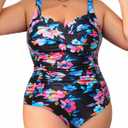 Aqua Eve Womens Plus Size One Piece Swimsuit- Tummy Control Bathing Suit Full Coverage Swimwear (14 Plus, Black Colorful Floral)