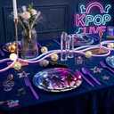 120 Pcs Kpop Birthday Decorations for 24 Guests - Purple Blue Music Theme Party Supplies with Plates Cutlery - Stage Light Design Tableware Set for Fan Gatherings and Events
