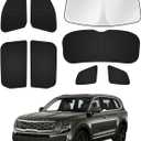 Windshield Sun Shade for 2020-2025 2026 Kia Telluride Accessories Sunshade Side Rear Window Shade Cover Window Sun Visor Shield Privacy Protection Keep Vehicle Cool Black 8PCS