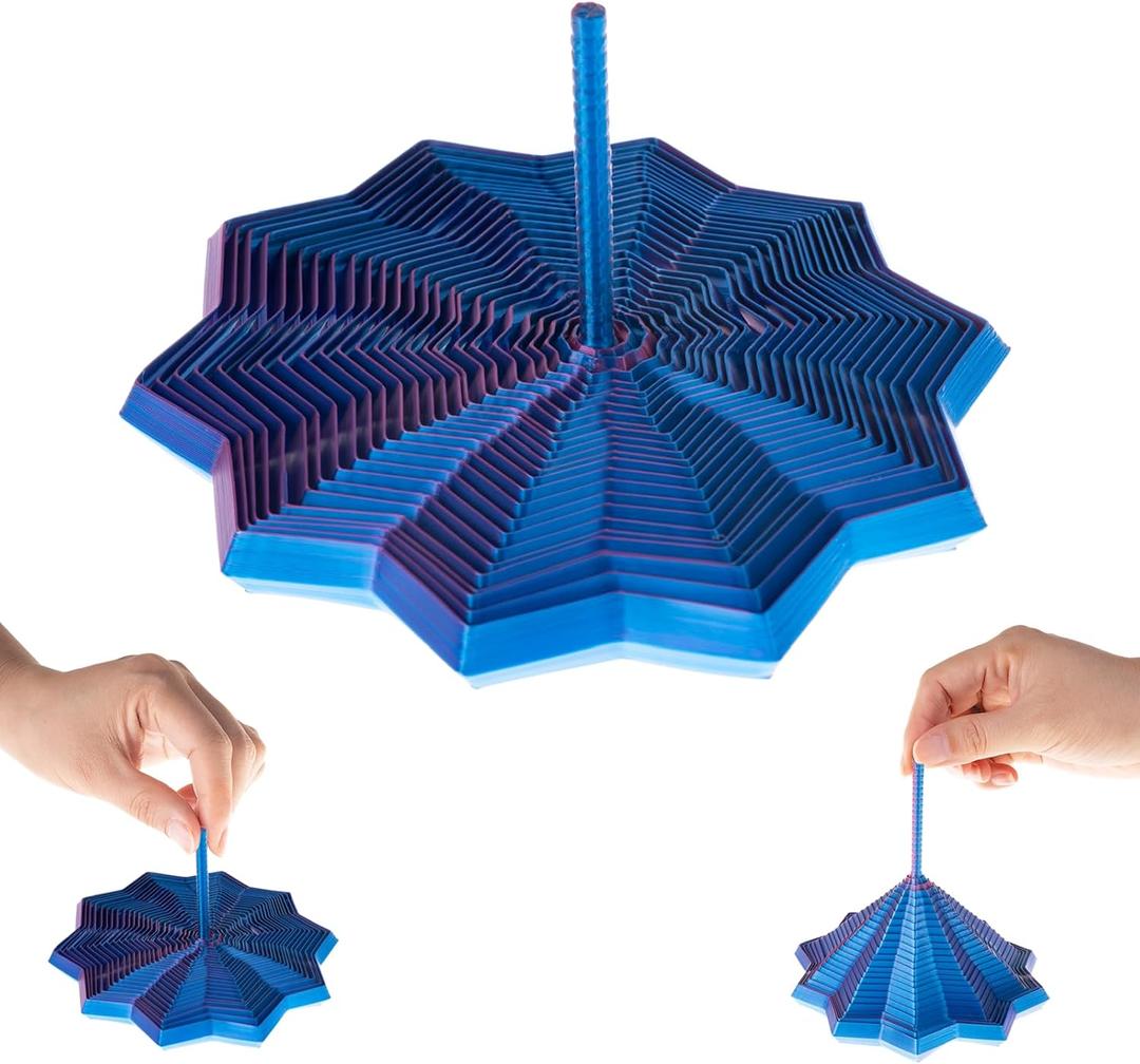 3D Printed Expanded Sensory Fidget Star Honeycomb Spiral Fractal Fidget Star with Handle Stress-Relief Spinning Tower 3D Printed Fidget Toys Birthday