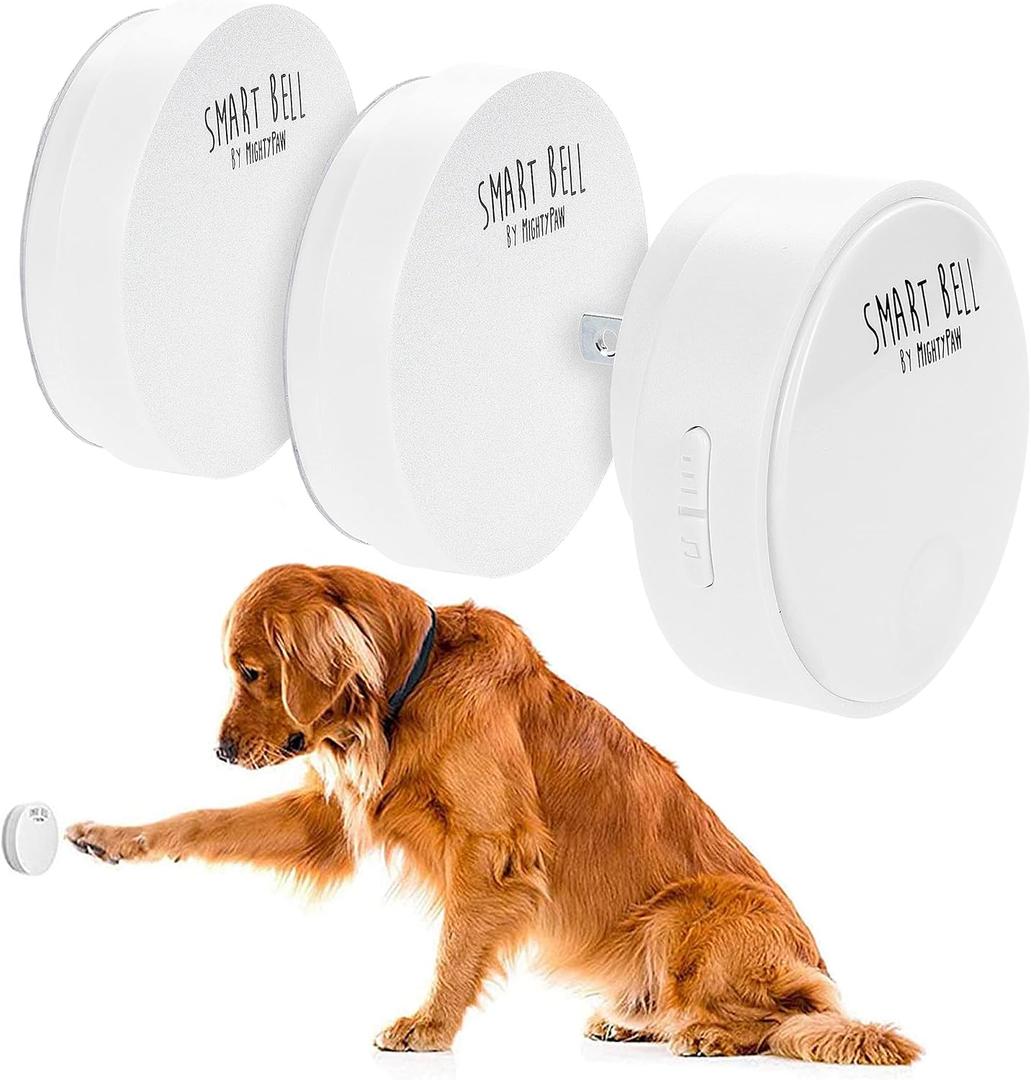 Mighty Paw Smart Bell 2.0  Potty Training Button for Dogs & Puppies  Train Your Dog to Ring The Bell  Wireless Pet Communication (2 Button Pack) (White)